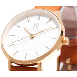Victor De Rossa Uhr vom Modell „Sedurre 1051“. Damenuhr mit braunem Lederarmband, schwarzem Zifferblatt und goldenem Gehäuse
